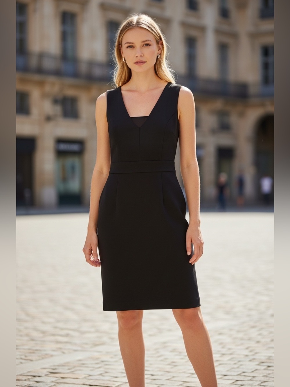 Theory Womens P XS Black Stretch Jersey Dress Sleeveless Pockets Made in USA